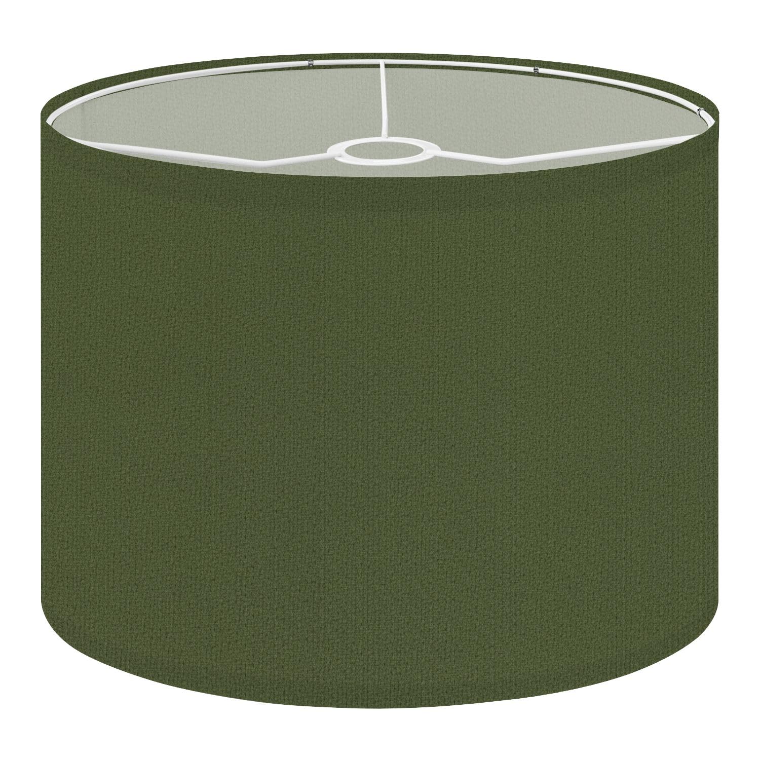 Fabric Drum Lamp Shade Solid Olive Green Fabric Texture Vintage Funky Medium Linen Decorative Lampshades 13inch Set of 1 for Table Lamps, Floor Lamps,Ceiling Lamp