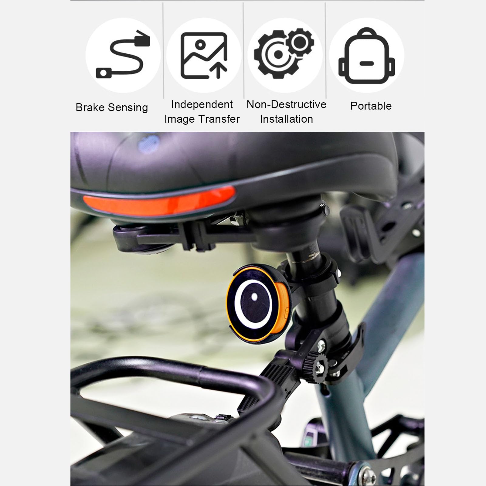 Luce Posteriore per Bici con Rilevamento Intelligente dei Freni, Schermo HD da 1,9 Pollici con Ampia Gamma di Colori, Contrasto Elevato, Touchscreen Fluido, Batteria Agli Ioni
