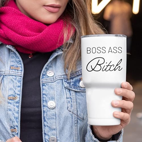 Miniatura 6 de Boss Ass Bitch - Vaso de viaje de acero inoxidable de 30 onzas, regalo de empoderamiento para mujeres, vaso de café aislado