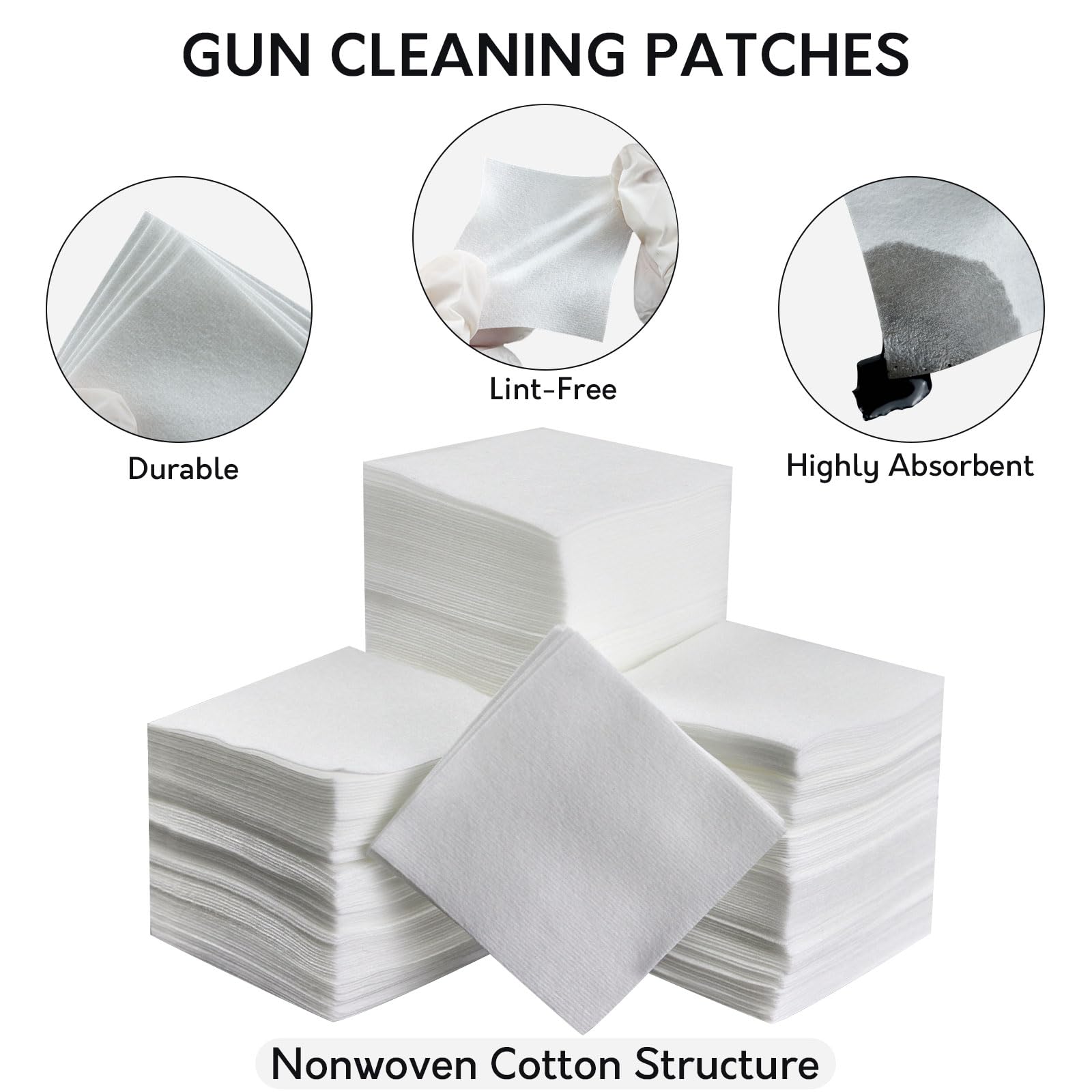 Thick Gun Cleaning Patches in Storage Box - Lint Free, Highly Absorbent 2