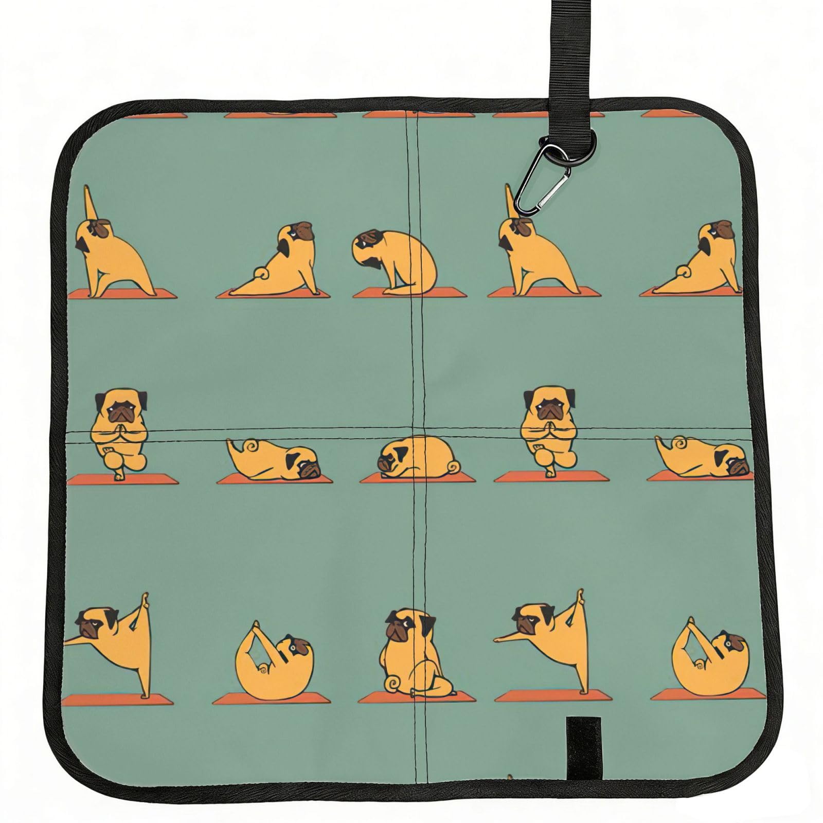 SDEGTHO Yoga pug Printed Foldable Seat Pad with Closure, Lightweight Cushion for Airplane Travel Camping