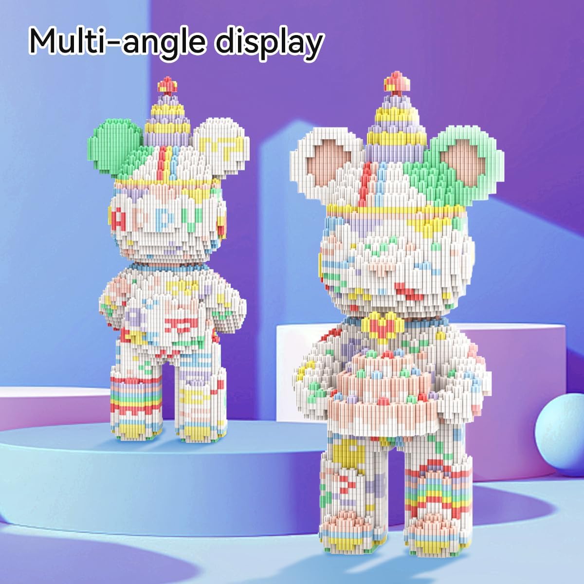 DAHONPA Animal Birthday Bear Micro Building Blocks Set (3680 Pieces) Gift for Adults and Kids