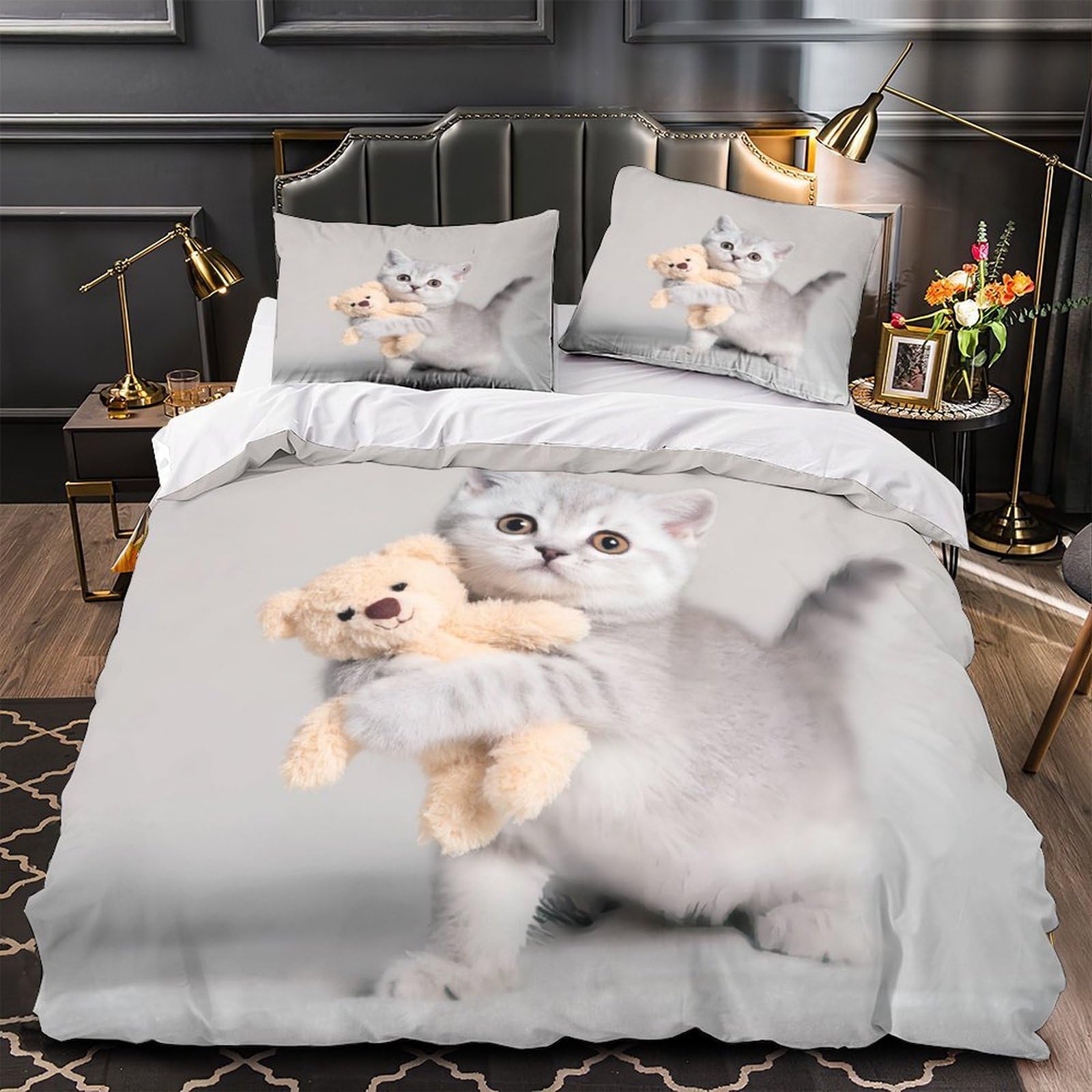 Housse de couette chatons mignons pour lit de garçon style dessin animé