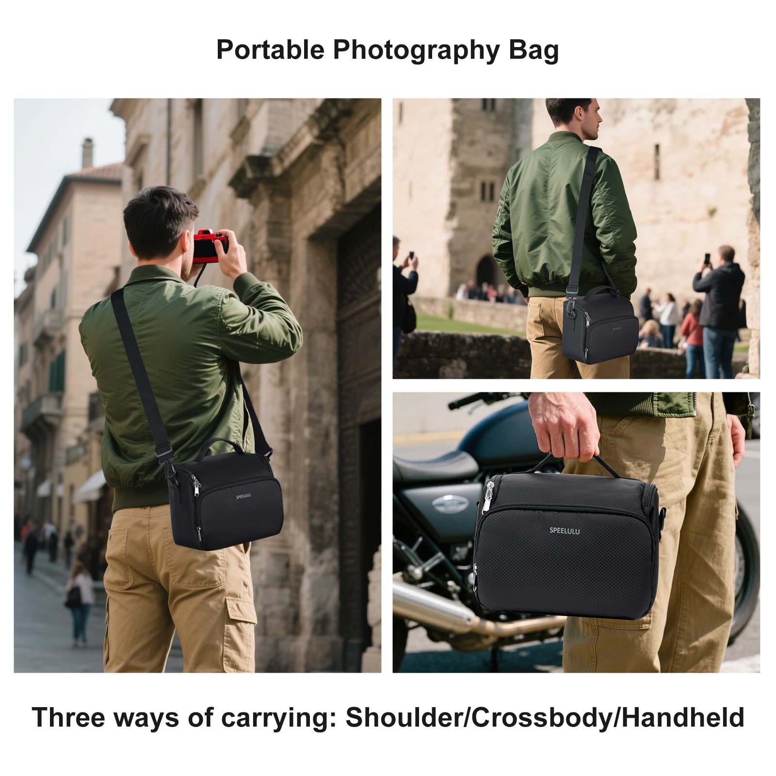 Sac de rangement compact pour appareil photo - Sac à bandoulière pour appareil photo reflex numérique et sans miroir - Compatible avec Sony, Canon, Samsung, Fuji, Panasonic, Casio, Nikon