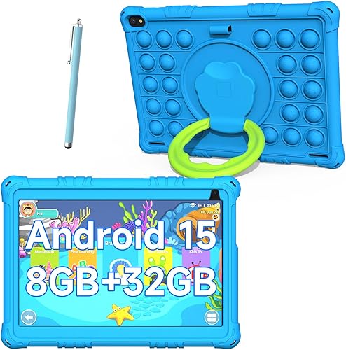 Tablet Android 15 para niños, tabletas de 10 pulgadas para niños, 8 GB RAM 32 GB ROM 1 TB expandible, tableta para niños pequeños con control