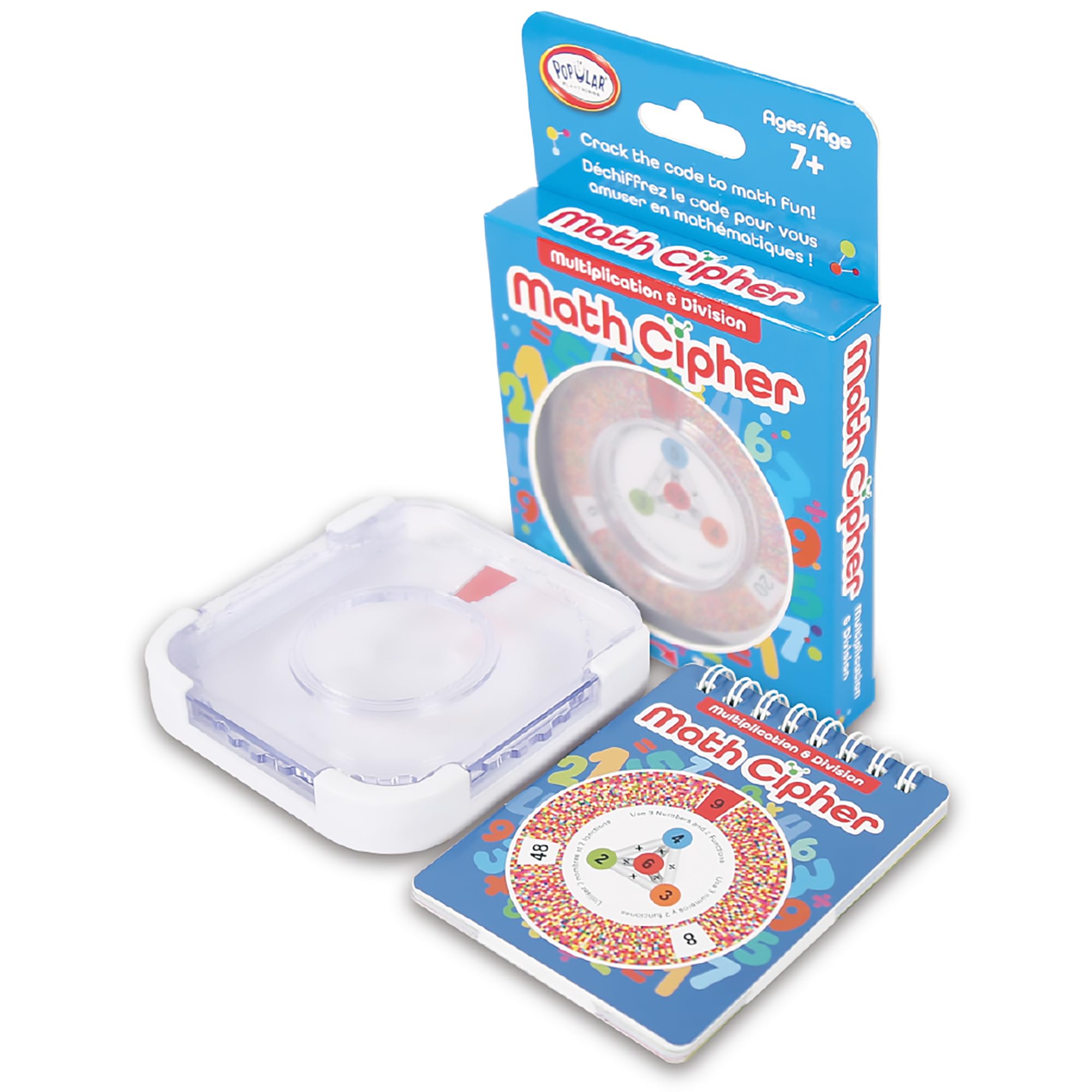 Popular Playthings Math Cipher Multiplication & Division Card Game, Formula Practice Flash Cards, Gifts for Kids Ages 7 & Up – 80 Challenges, 24 Cards