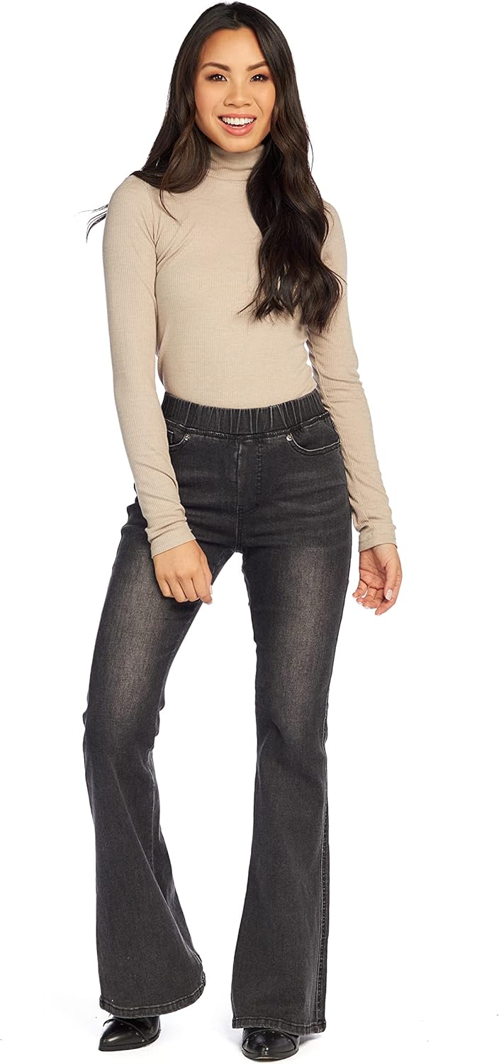 Mud Pie Sicily Womens Flare Jeans, Large, Black