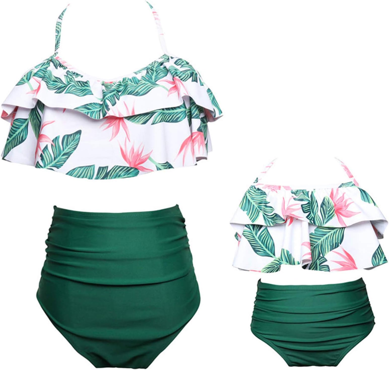 WIWIQS Summer Cute Baby Girls Bikini Set Family Matching Swimwear Mommy and Me Swimsuit
