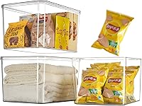 Vista 1 de Clear plastic storage bins with LIDS,storage containers for snacks, cosmetics, books, dog food, Storage Organizer for Nursery，Kitchen, Living