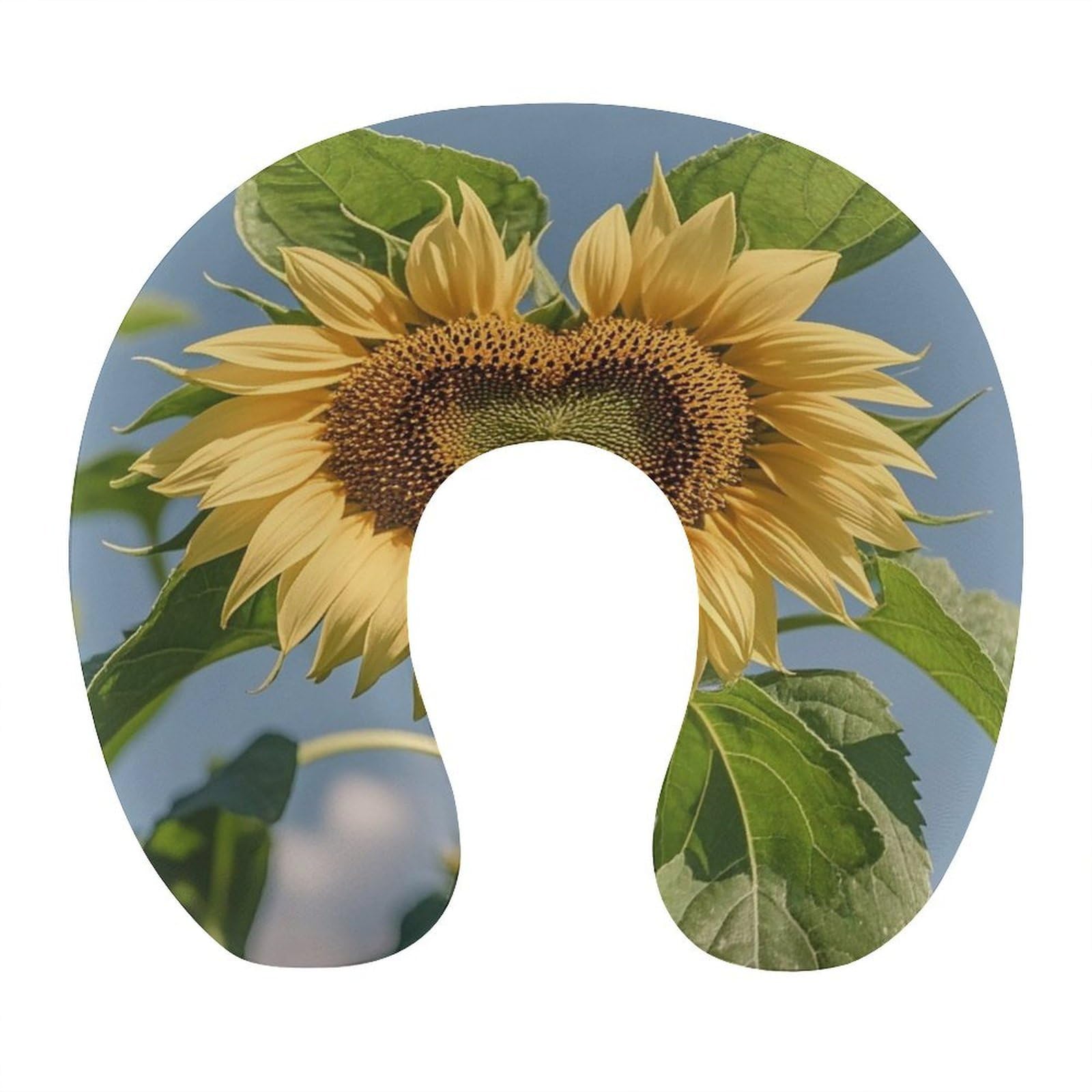 FekiLoot Heart Shaped Sunflower Travel Pillow Comfortable U Shape Memory Foam Pillows Neck and Head Support Portable Travel Neck Pillow Suitable for Planes Trains Self-Driving Cars