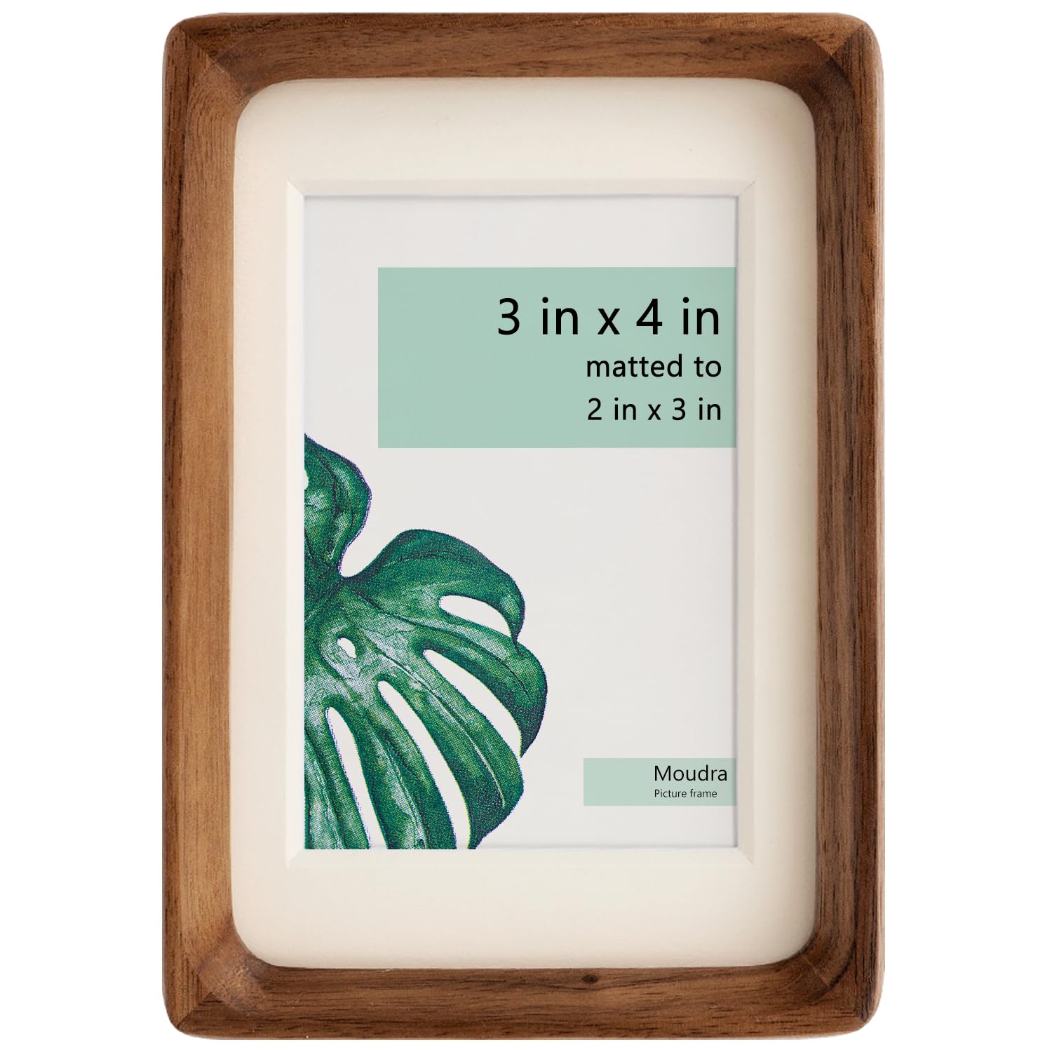 Moudra Handcrafted Solid Wood Picture Frame with Mat for Wall or Tabletop Display, Perfect for Photos and Artwork. (Walnut, 3"x4" matted to 2"x3")