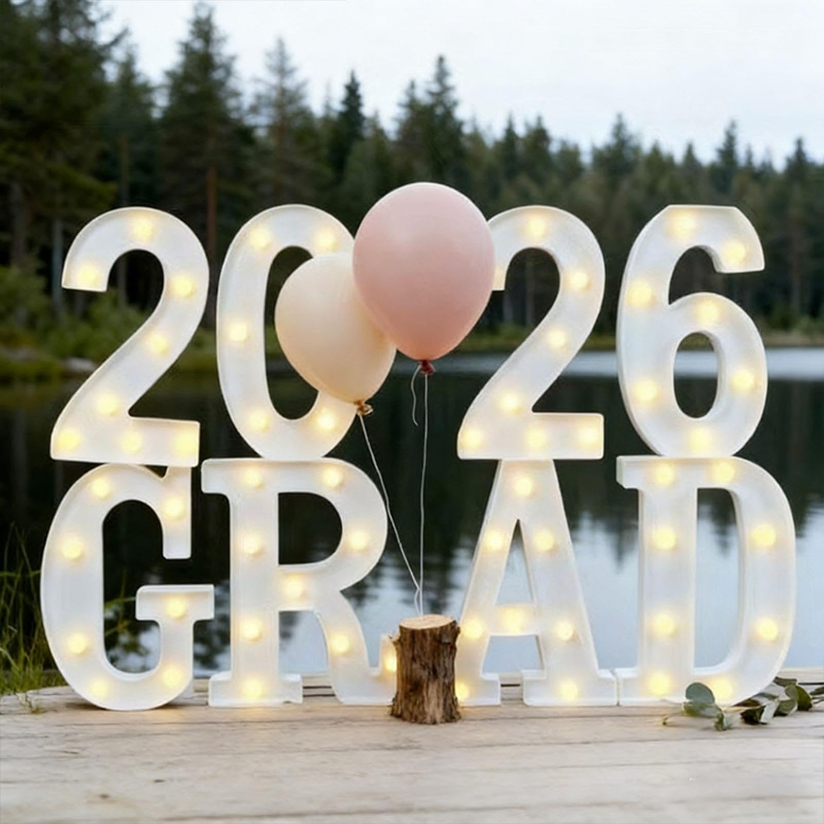 Letras Luminosas de Graduación Cartel Luminoso con Batería | Letrero LED de Graduación y de Mesa para para Interiores y Exteriores Jardín de Infantes Preschool Secundaria Universidad