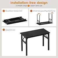 Vista 6 de Need - Escritorio plegable de computadora de 31.5 pulgadas para espacios pequeños, mesa plegable de escritura de estudio en negro para oficina
