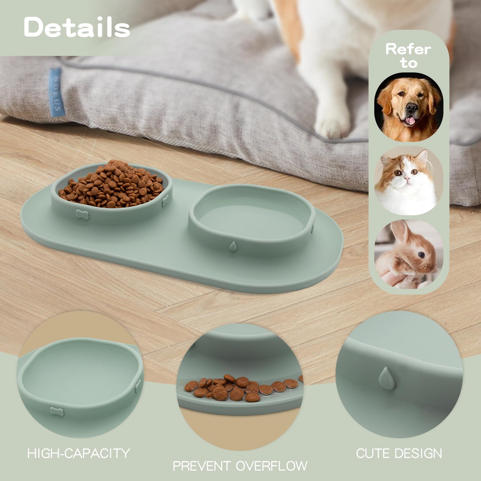 Cuencos de comida para perros de acero inoxidable y cuencos de agua para perros con antiderrames y antideslizantes, cuencos de alimentación con alfombrilla para perros pequeños, medianos y grandes,