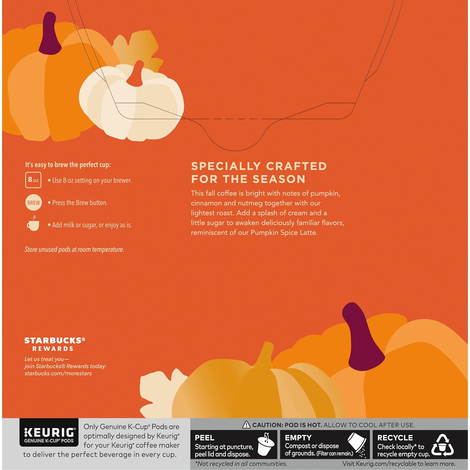 Starbucks Limited Edition Flavored Coffee K-Cups, Pumpkin Spice, Keurig Genuine K-Cup Pods, Made without Artificial Flavors, 32 CT K-Cup Pods/Pack (Pack of 3)
