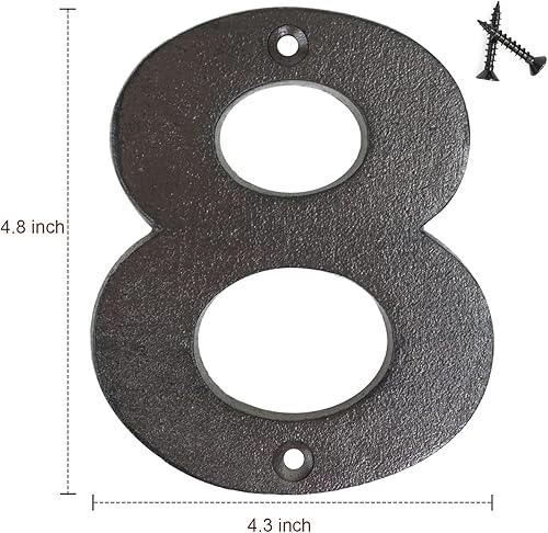 Miniatura 8 de Fitous Número de casa de hierro fundido vintage de 49 pulgadas de alto números de dirección de casa sólidos acabado único arenillado con aspecto