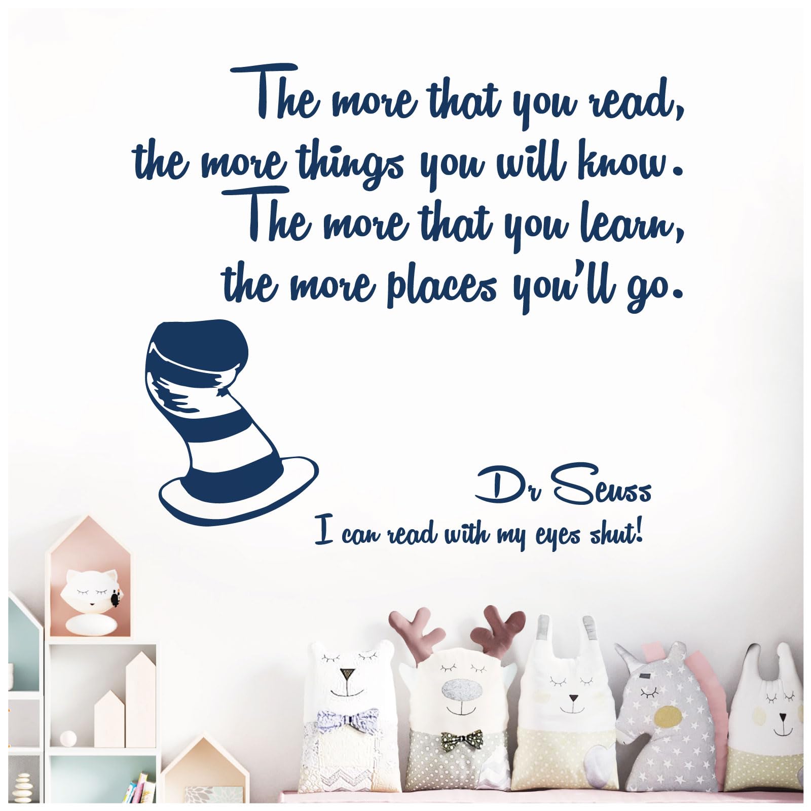 The More that You Read, the More Things You Will Know - Dr Seuss Book Quote Decal Wall Sticker [Medium] [Ultramarine]