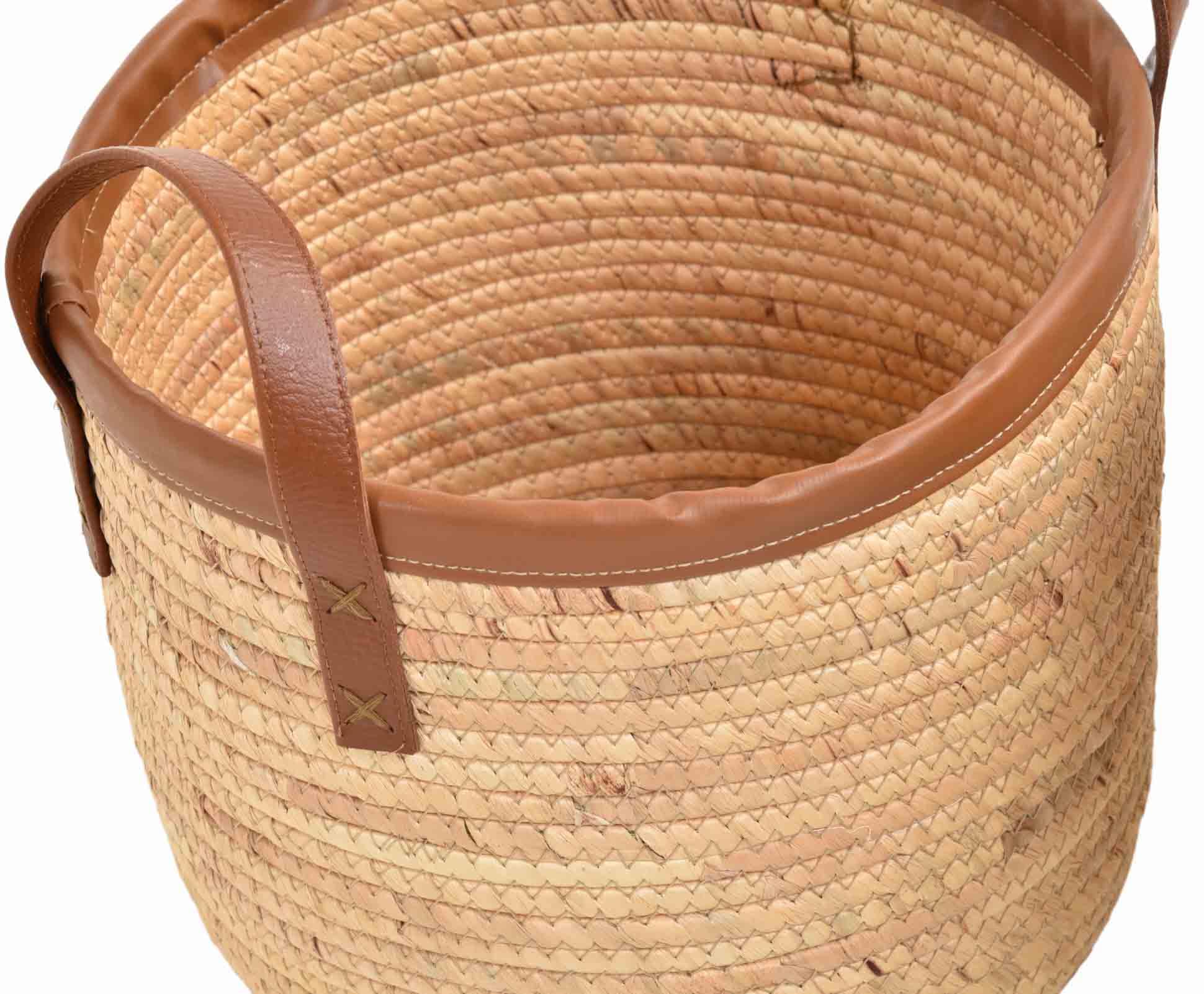 Zestaw 2 koszy dekoracyjnych z trawy morskiej do przechowywania, ręcznie wykonany kosz pleciony, kosz naturalny (kolor naturalny, okrągły, Ø 40 / Ø 30 cm)