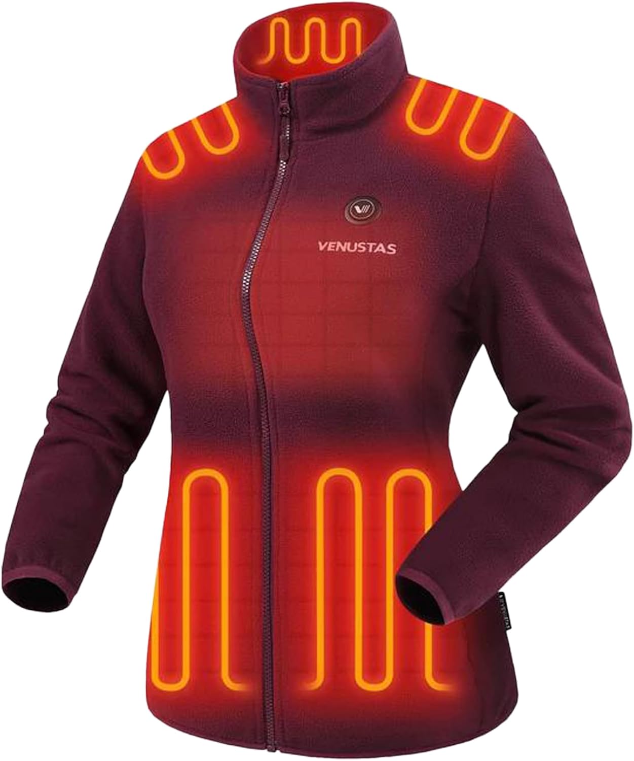 Venustas Women's Fleece Heated Jacket with Battery Pack, Soft Lightweight Heating Coat for Outdoor Activities