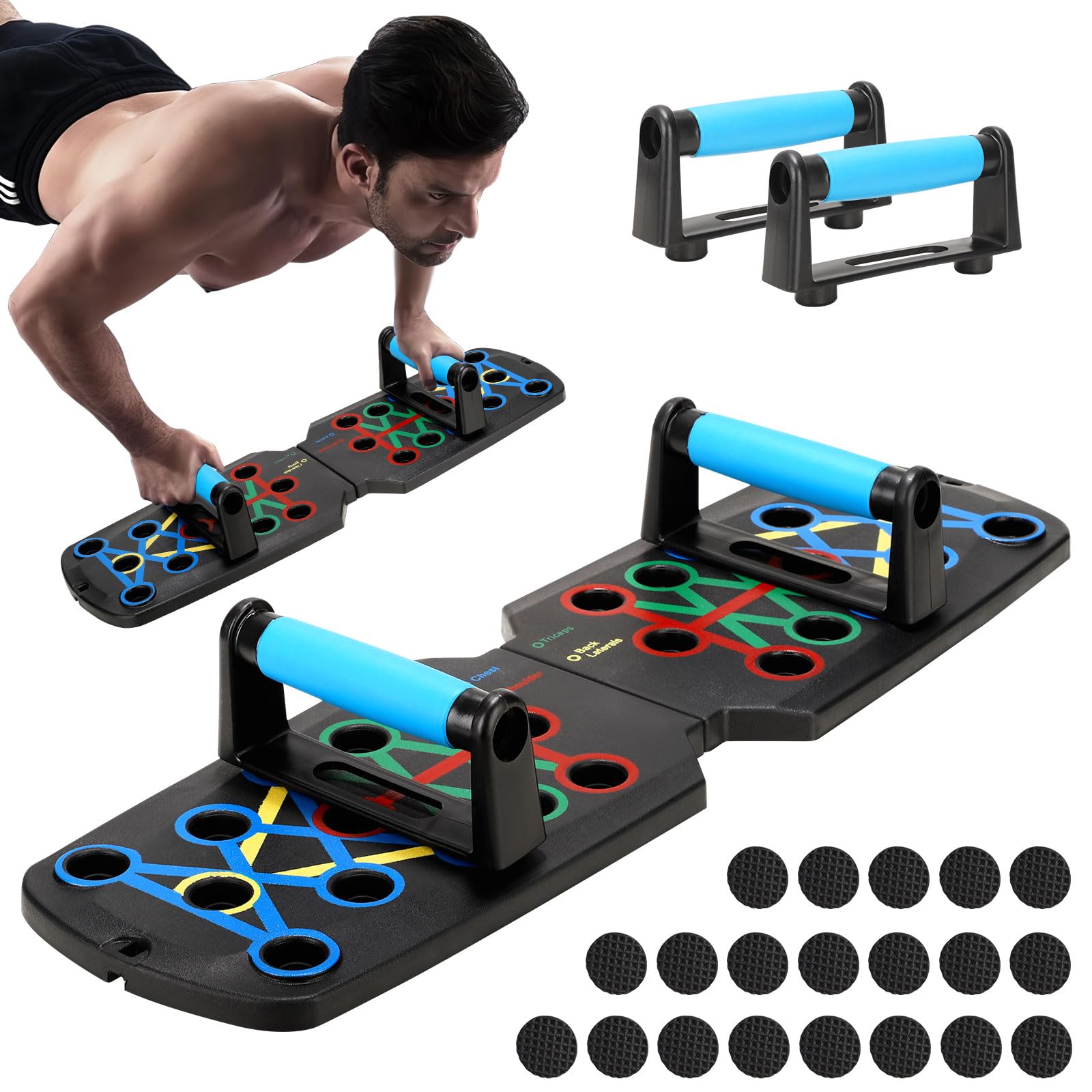 YYTECH Planche De Pompes Pliable Portable 12 En 1 Avec Poignée Pour Entraînement Musculation Efficace - Planche Push Up Pour La Maison - Équipement De Appareil Pompe Musculation