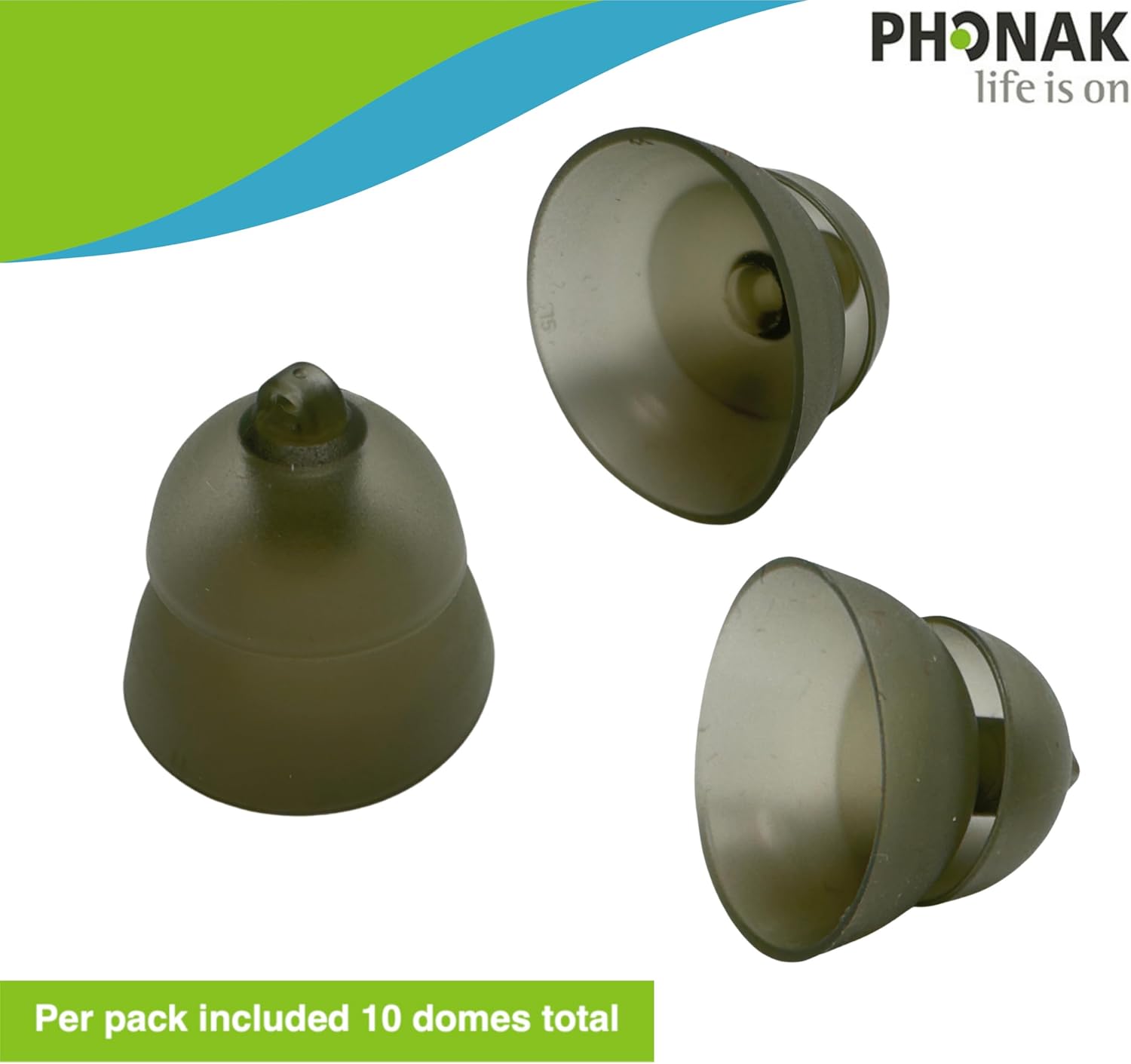 Phonak Power Smokey Hearing Aid Domes 4.0 – Large Size (L) – 10 Domes in 1 Pack – Compatible with Hearing Aids – Comfortable for Daily Use (054-1995)