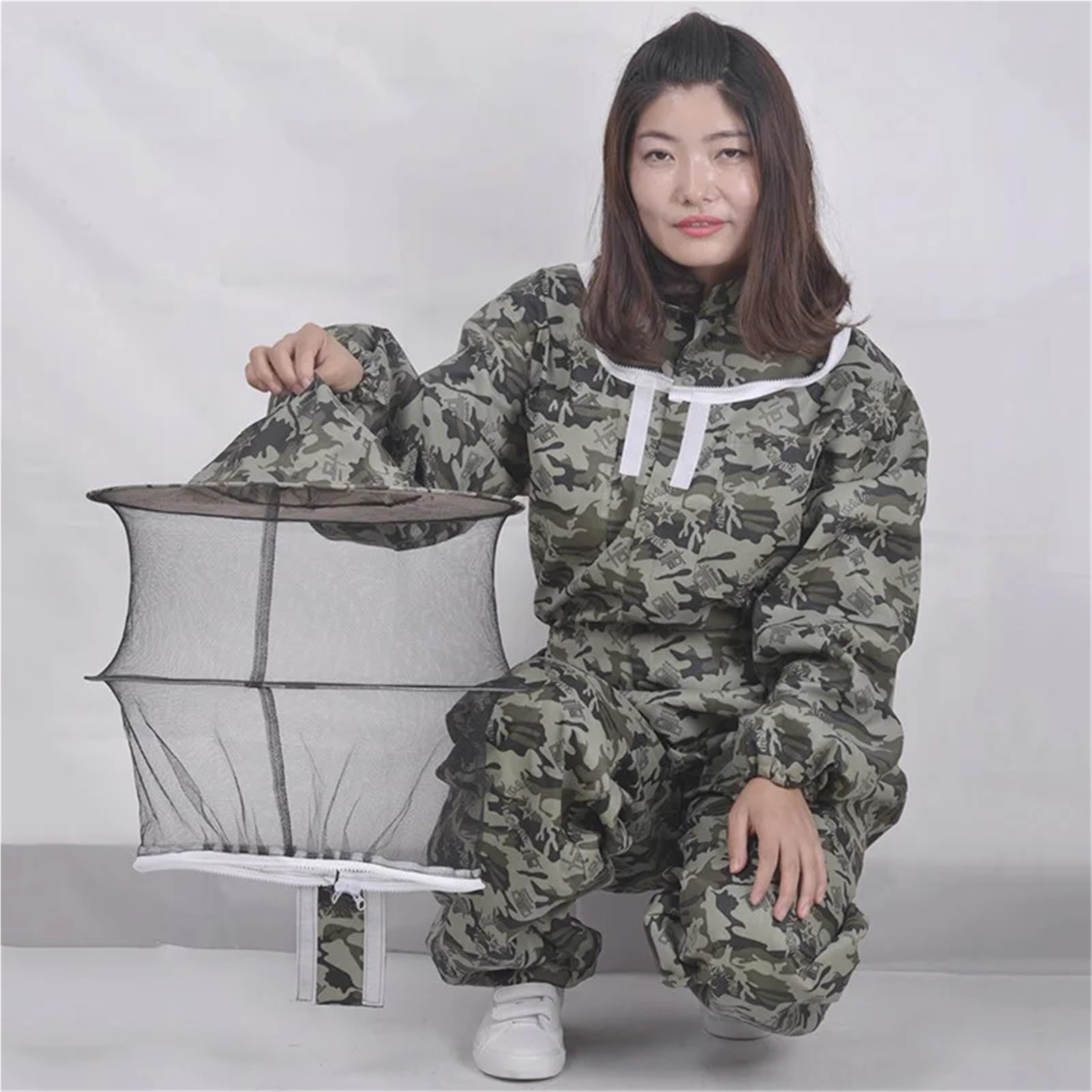 Traje de apicultor Profesional Suministros de apicultura Ropa protectora Chaqueta Pantalones Velo Vestido protector contra abejas Traje(L)