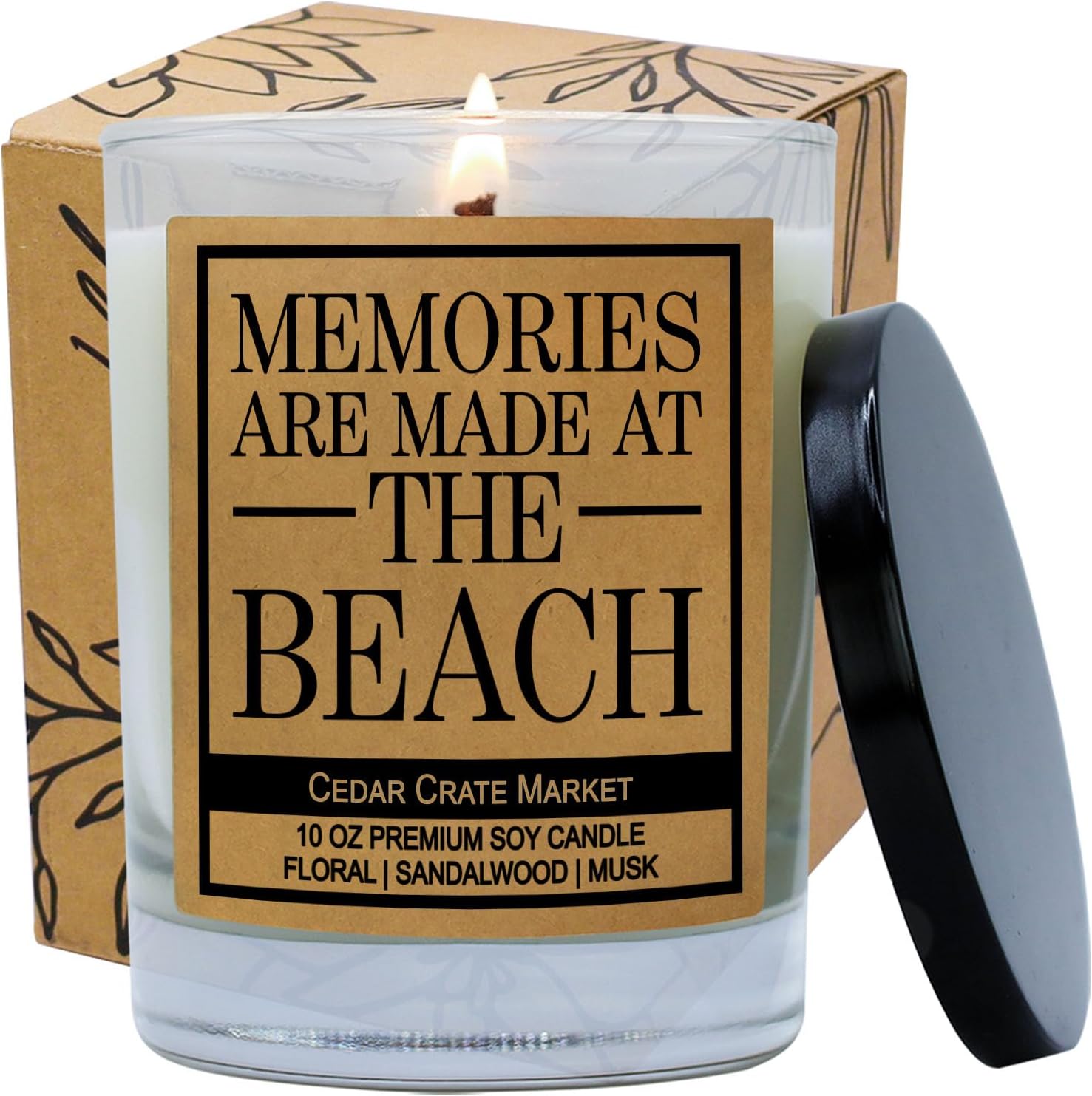Memories are Made at The Beach Candle, Beach Gifts for Women, Funny Ocean Themed Candle, House décor for Best Friends, BFF, Lovers of The Sand, Sea, Pool or Lake 100% Soy Wax - Made in USA