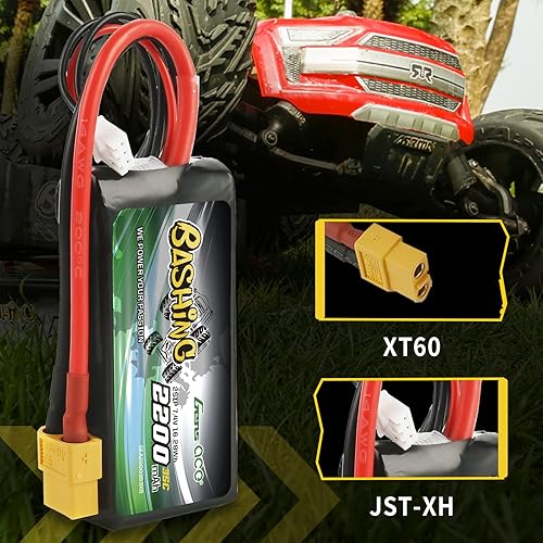 Miniatura 4 de Gens ace 2S Lipo Battery 7.4V 2200mAh 35C Soft Case Pack con XT60 Plug para Omar con RC TRX 116 E-Revo VXL Summit Slash Losi 114 Mini 8ight y RC Cars