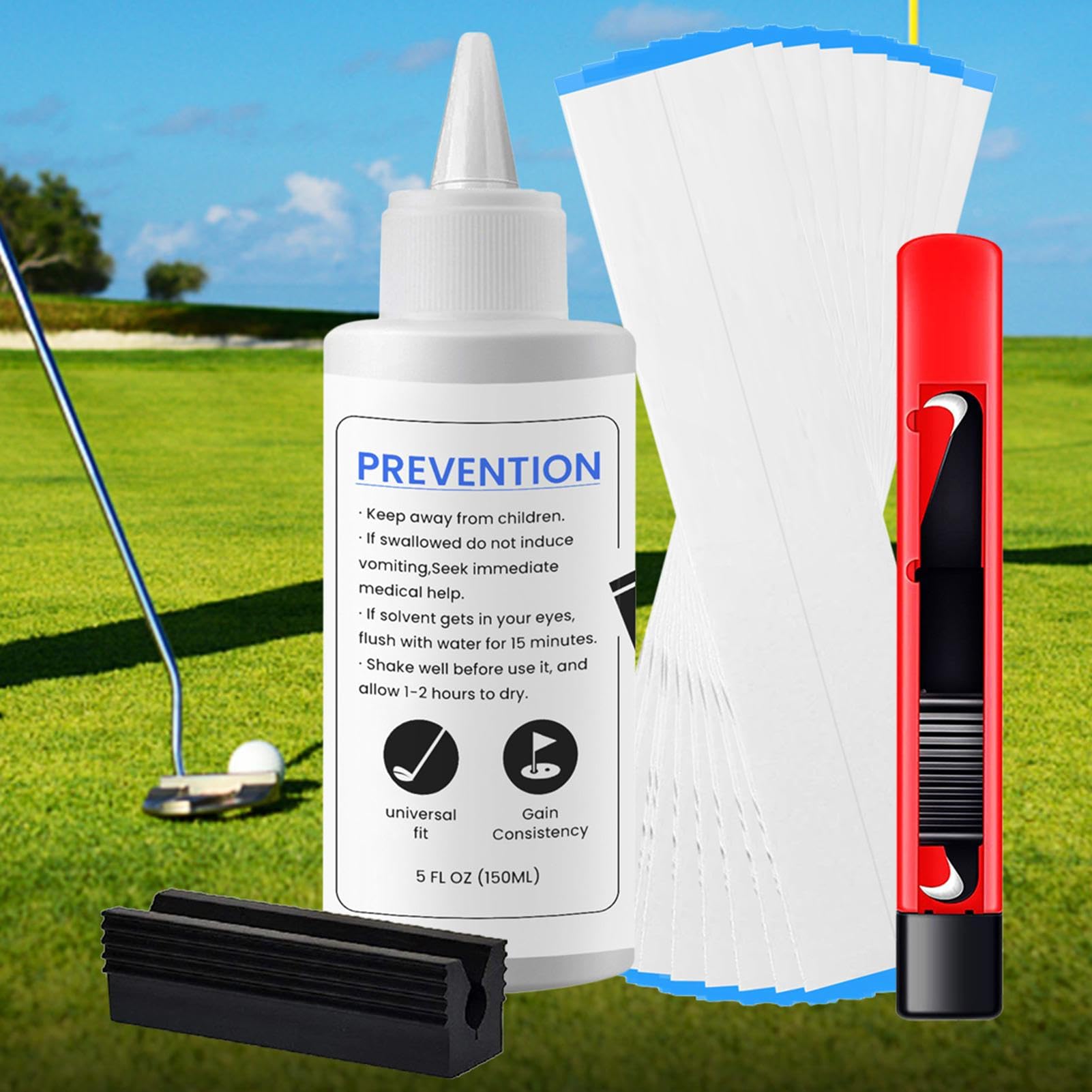 Golfschläger-Griff-Reparatur-Kits, Golfschläger-Greifer-Werkzeuge | 5oz Greiflösungsmittel | 5 oz sicheres Griff-Lösungsmittel, 15 Papierkegel, Greifwerkzeug