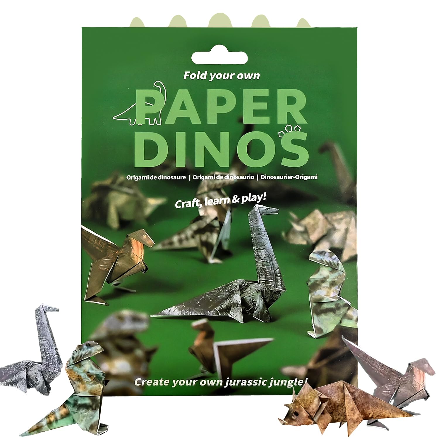 50 Sheets Paper Dinosaur Origami Kit, DIY Animal Craft Set for Adults & Teen, Fold Cute Figures for Decoration and Gift