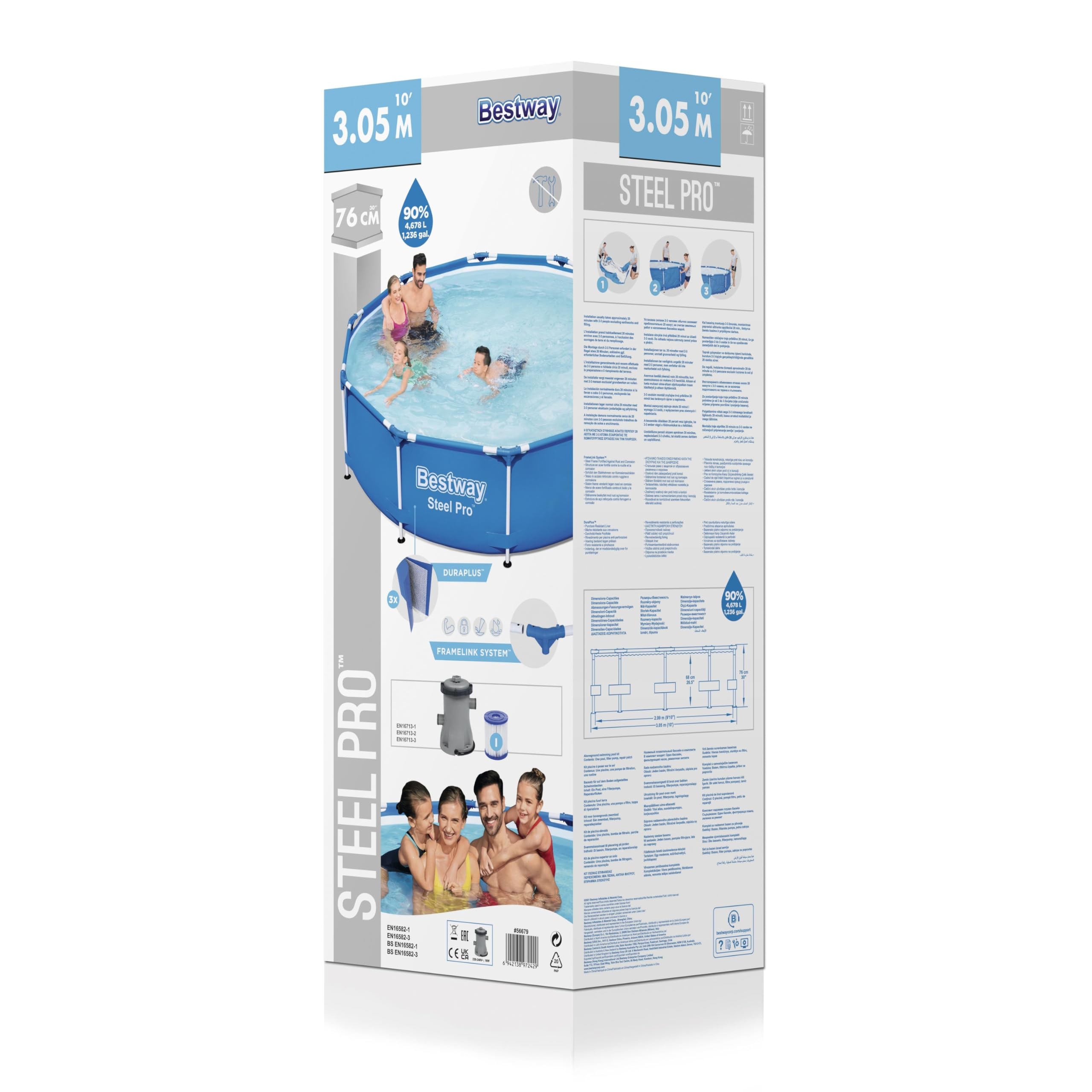 Bestway - Piscina elevada Bestway Steel Pro - Medidas 305 x 75 cm - Modelo n. 56679-2
