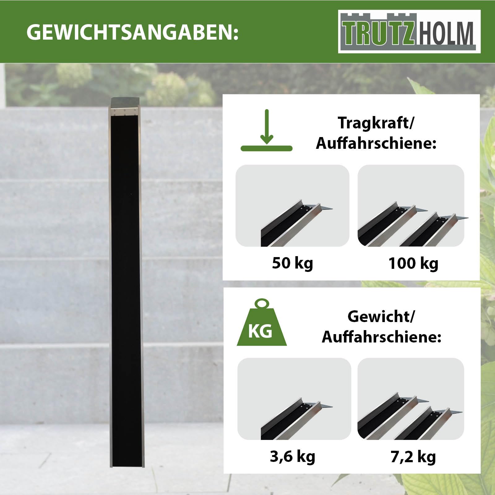 TRUTZHOLM 1x Auffahrschiene Alu Gesamtlänge 194 cm Traglast 50 kg Lauffläche mit Anti-Rutsch Beschichtung Verladeschiene für E-Bike Fahrrad Pedelec Treppenrampe Fahrradrampe Auffahrrampe Fahrrad