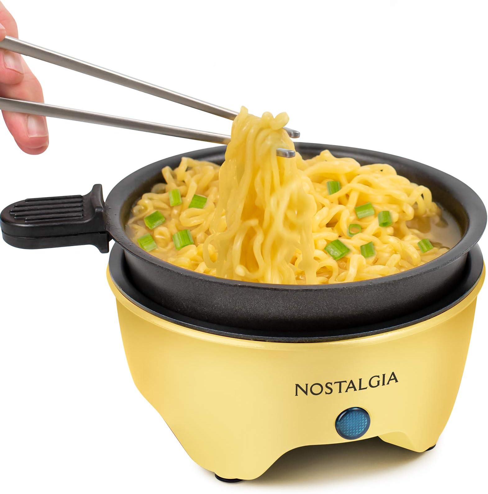 Nostalgia MSK5YW MyMini Personal Electric Skillet & Rapid Noodle Maker Perfect For Ramen, Pasta, Mac & Cheese, Stir Fry, Soups, Omelets, Hard-Boiled Eggs, Pancakes-Yellow