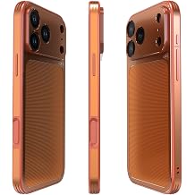iPhone 17 Pro Max Case, Lunivop Case PU Leather Back Panel Phone Cover Metal Frame Military Drop Protection for iPhone 17 Pro Max 6.9 inch Orange