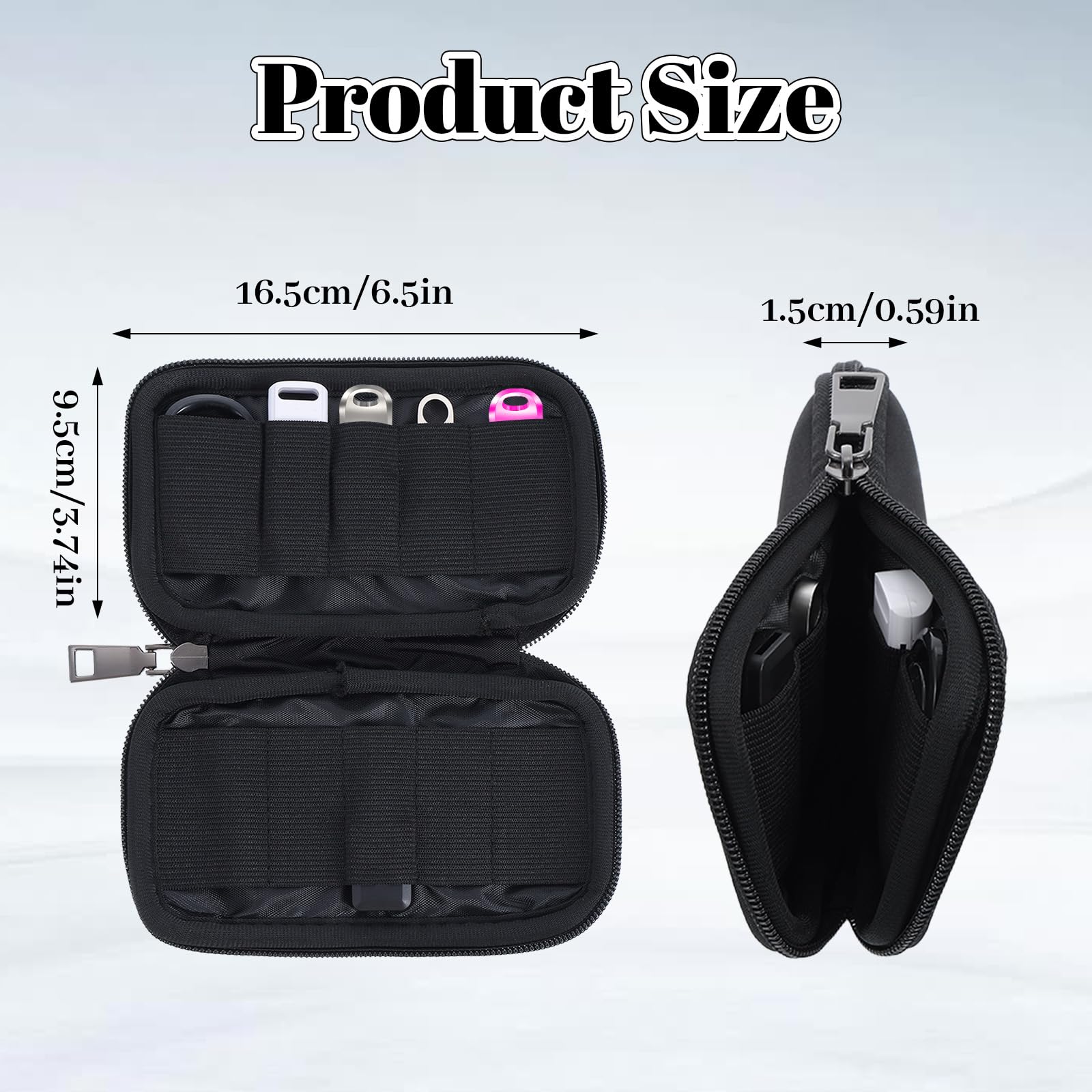 Ouligay Torba do przechowywania pamięci USB z 10 gniazdami, mały organizer na pamięć USB, czarny pojemnik do przechowywania pamięci