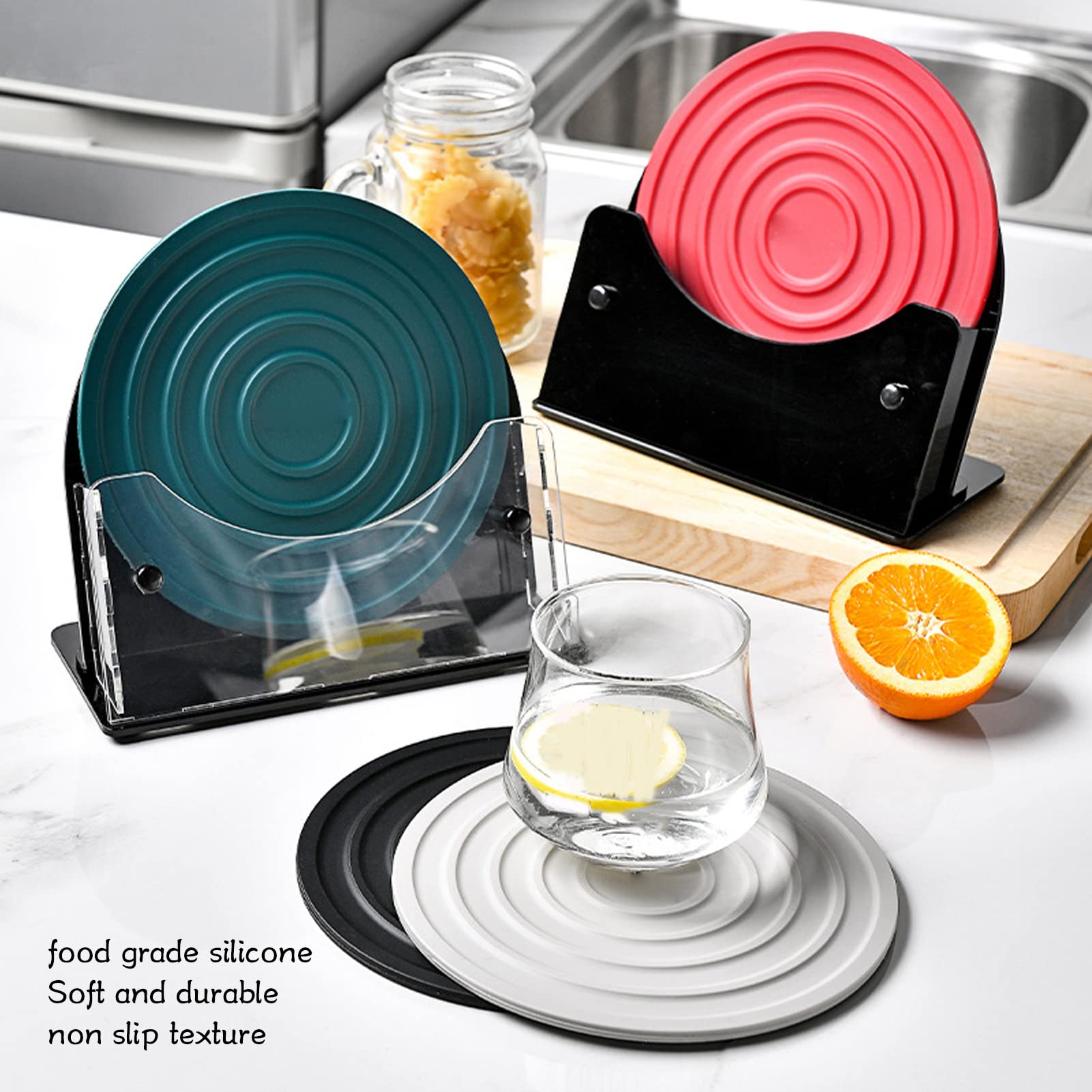 WGFOIP Round Silicone Placemats, Heat Resisitant Table Placemats Coasters Non Slip Table Mats for Kitchen Dining Restaurant - Image 2