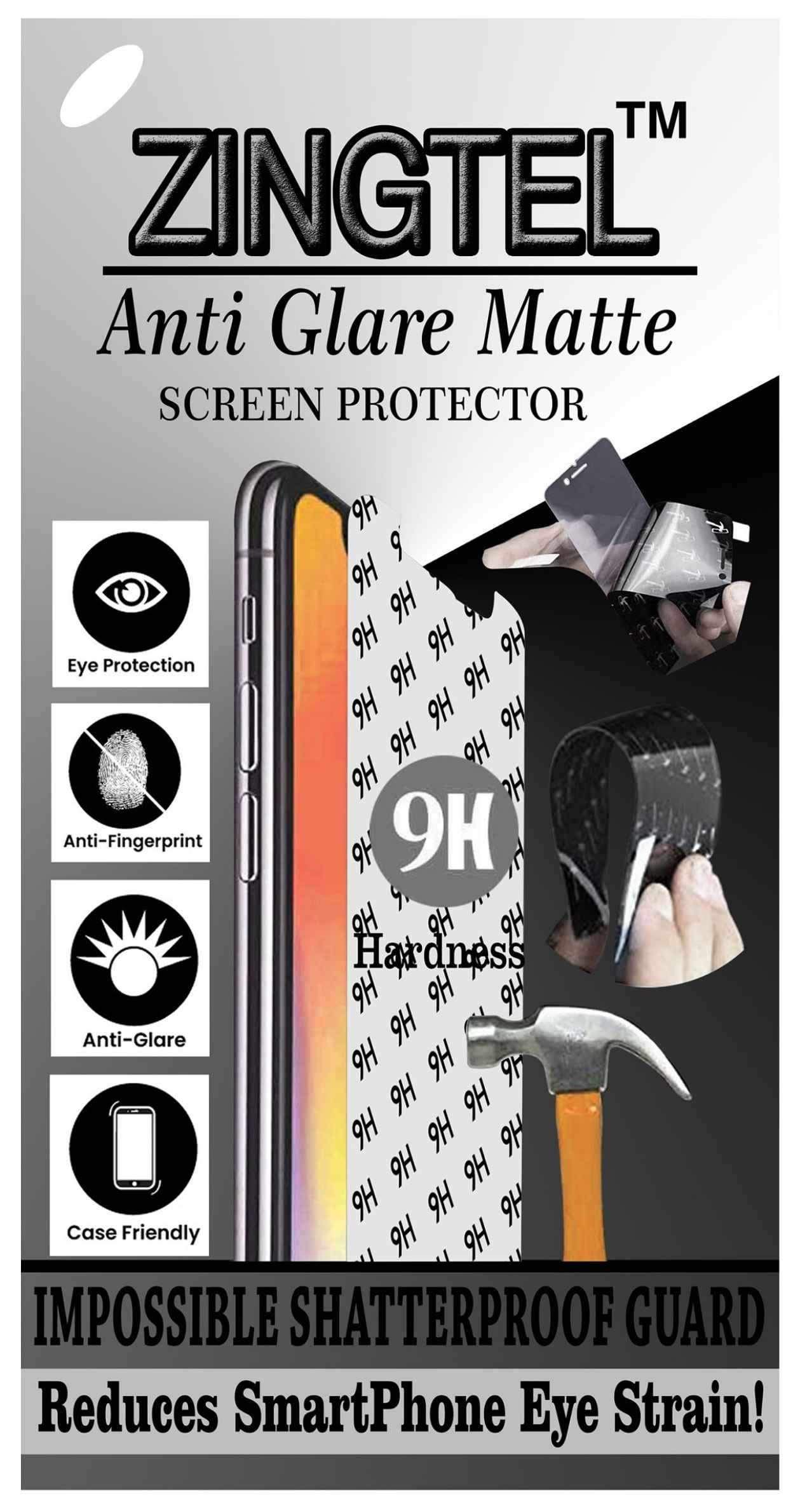 ZINGTEL Matte Screen Guard, Anti Glare Eye Protection, Flexible, Shatterproof 9H Nano Fiber, Not a Tempered Glass, Not Edge to Edge, Impossible Matte ScreenGuard for MICROMAX Q66 ECLIPSE