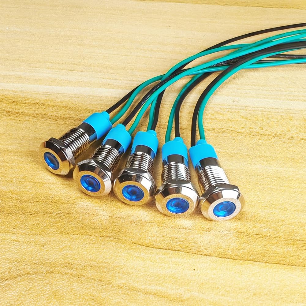4 Luci LED Indicatore 12mm Blu - 3V-9V DC, Impermeabili, Con Filo - Foto 2