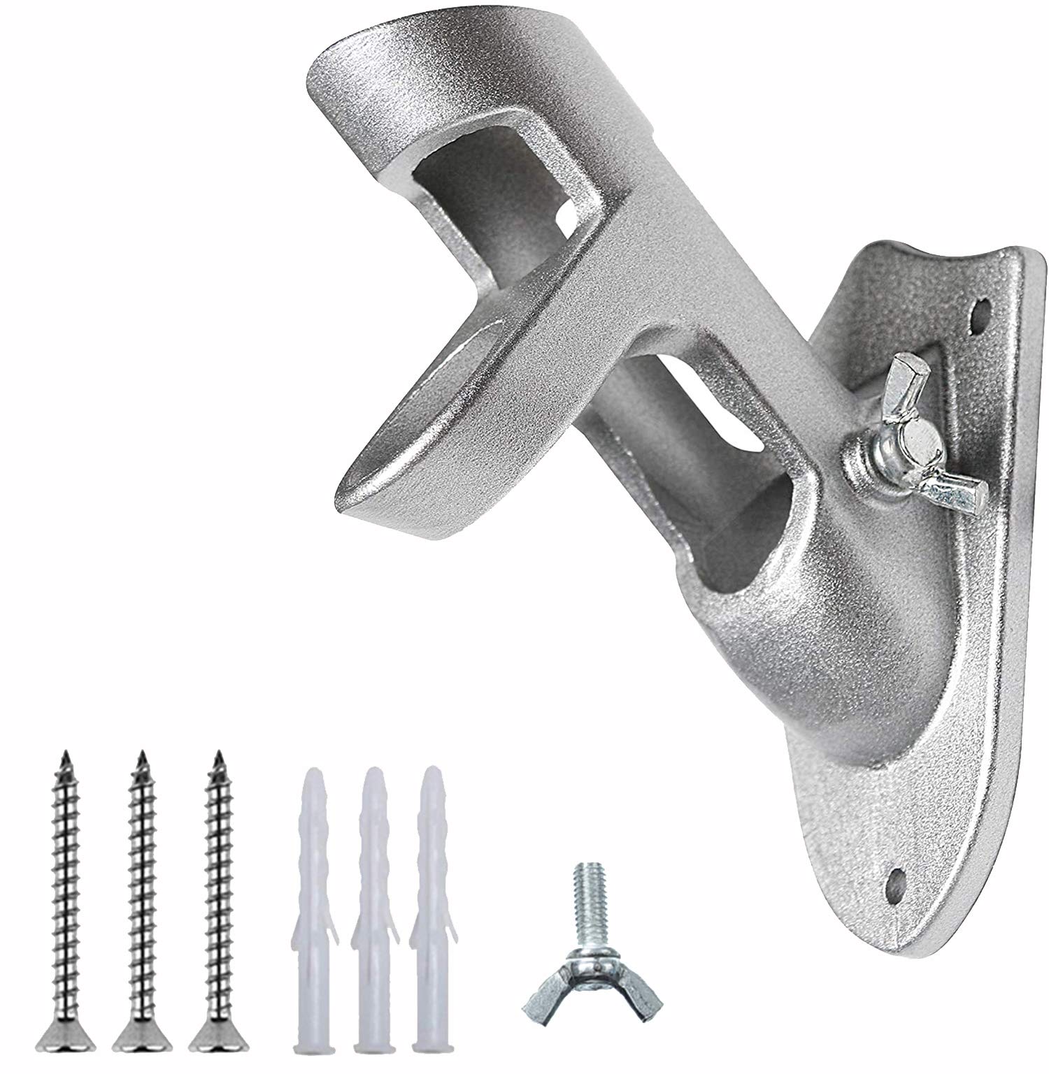 FLY HAWKFlagpole Bracket 1 inch, Mount to fix The Pole in The House Garden Wall, Made of Heavy-Duty Thickened Aviation Aluminum, with Additional Long self-Tapping Screws (Silver)