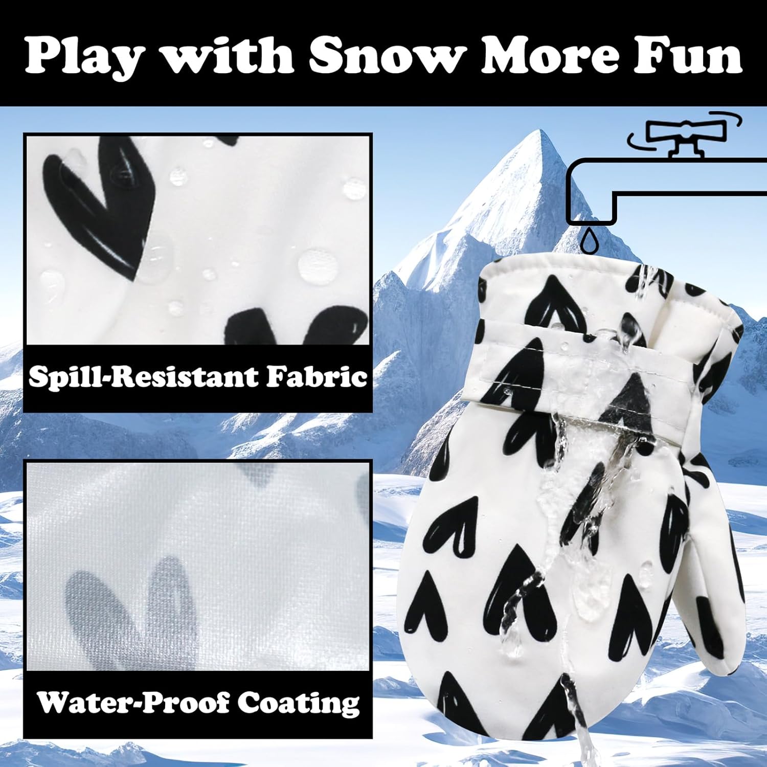 Sarfel Toddler Mittens Waterproof Winter Gloves Snow Gloves Kids Baby Winter Mittens for Girls Boys - Image 2