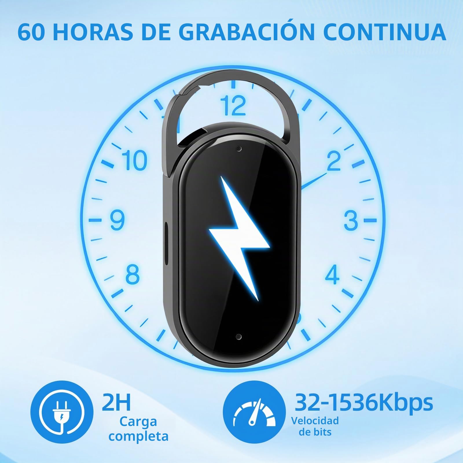 64GB Grabadora de Voz - Portátil Mini Grabador de Audio Digital Profesional con Activación por Voz y MP3, Diseño en Llavero, AGC Reducción de Ruido, Clases, Reuniones, S29 (Black)