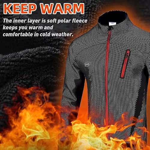 Miniatura 6 de Chaqueta de ciclismo para hombre, forro polar térmico, resistente al viento, transpirable, para ciclismo de montaña, softshell