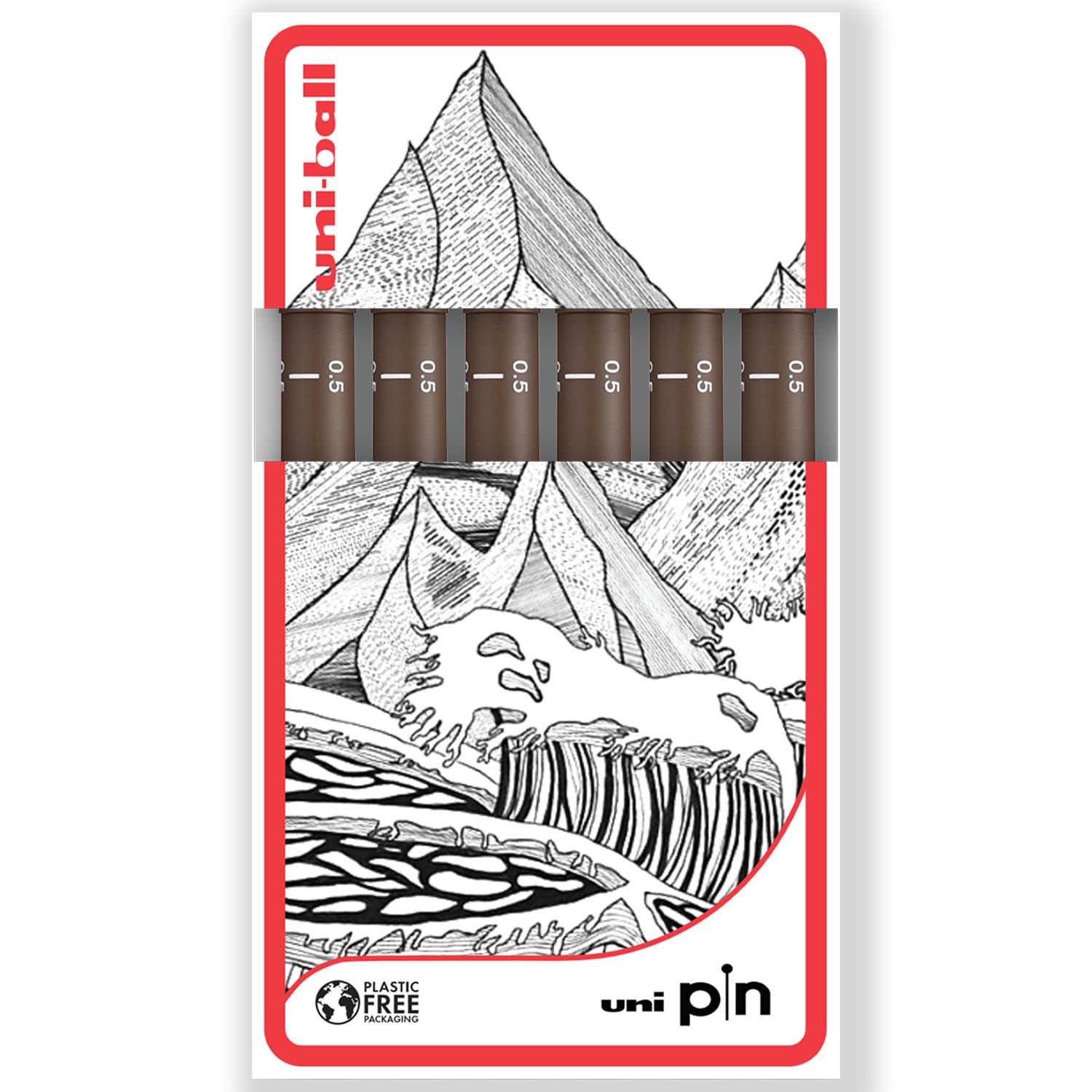uni-ball PIN Fineliners, Dark Grey, Light Grey, Brown, 1 count (Pack of 6) - Image 2