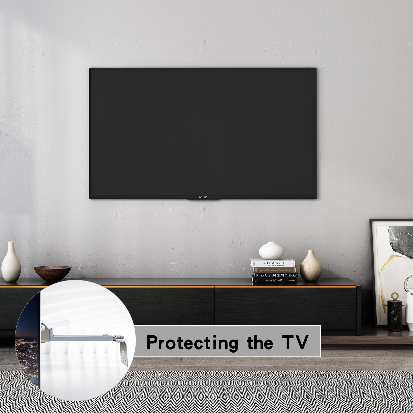 Sangles de Sécurité TV Réglables Lot de 2, Ancrages pour éviter les Chutes, Sécurité Enfants Animaux (8,6-14,1 pouces)