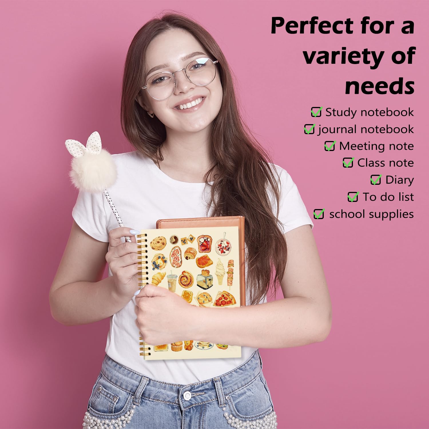 Simpatico libro di ricette vuoto per donne e ragazze, quaderno con torta per università, scuola, ufficio, appunti, diario di cucina, regalo per donne, adolescenti, ragazze amanti della cucina