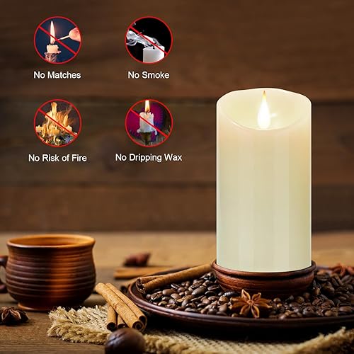 Miniatura 36 de Velas LED sin llama, funciona con pilas, mecha 3D con 10 botones de teclas, control remoto, temporizador de 24 horas, juego de 9 pilares eléctricos