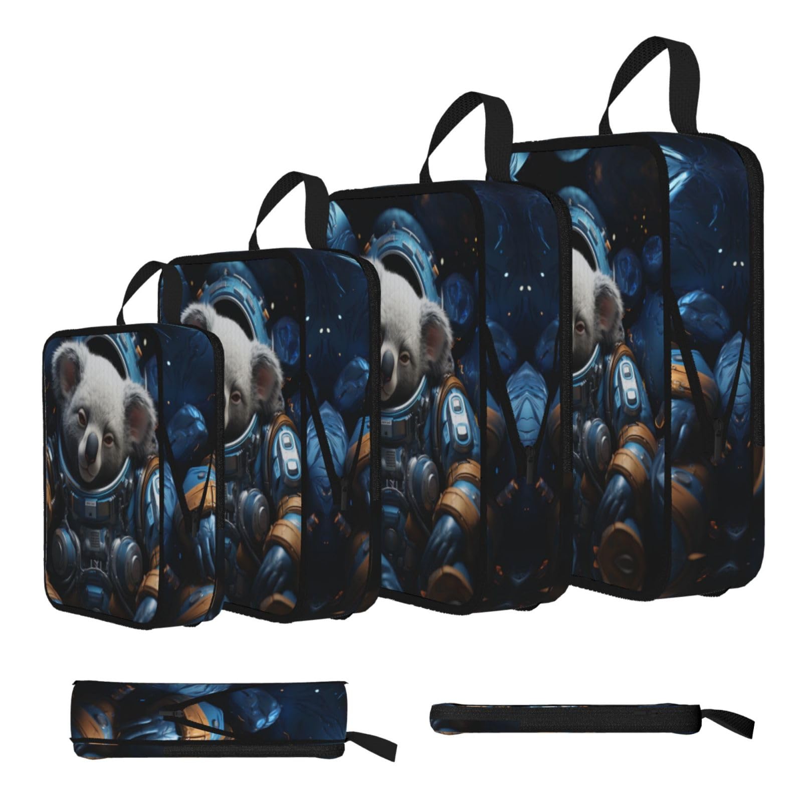 Sxzvvbn Black Astronaut Koala Compression Packing Cubes 4 Piece Set