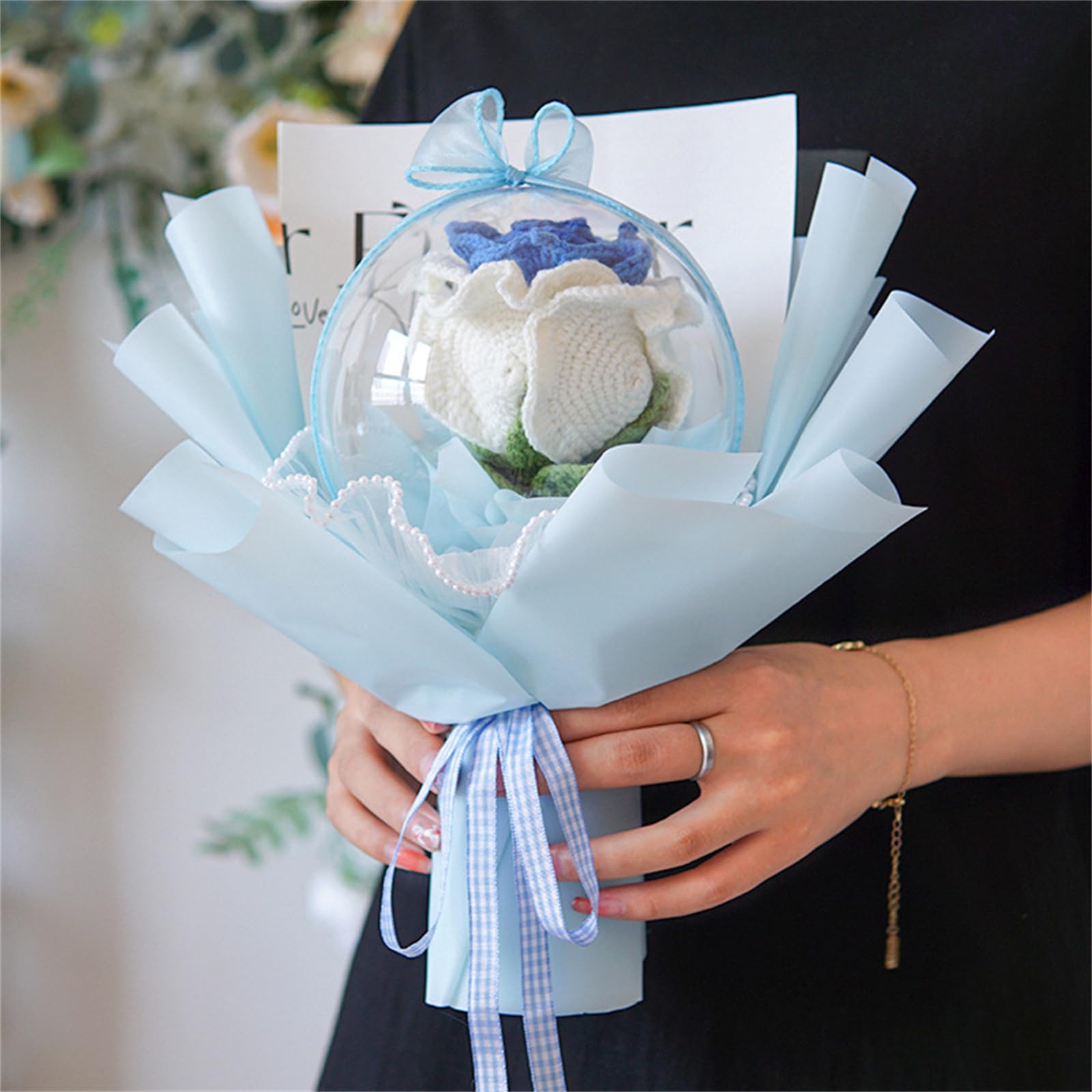Gissroys Completed Crochet Flowers Bouquet Handmade Knitted Bouquet Crochet Bouquet Knitted Fake Flowers For And Home Decor