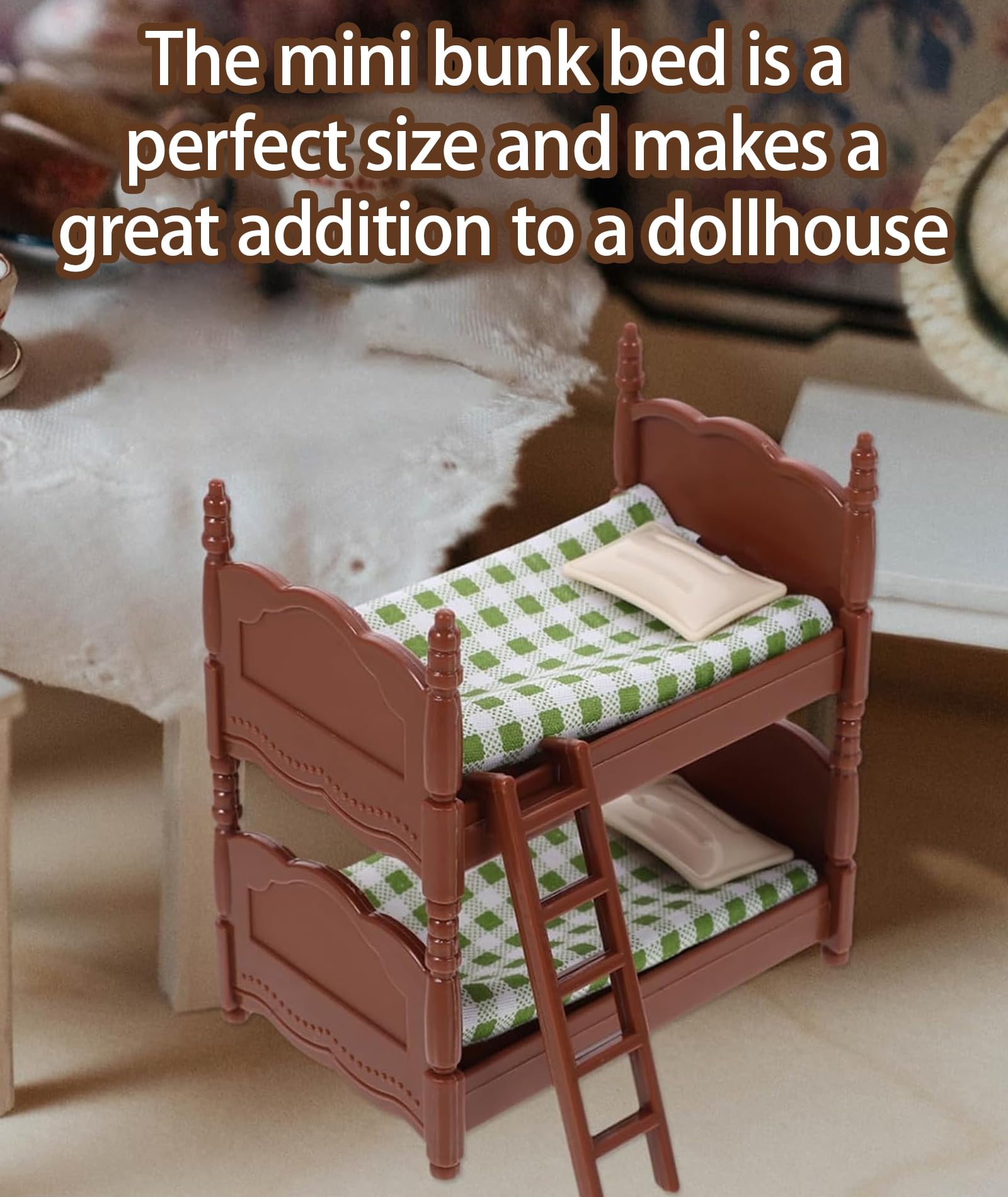 Doll Bed, Vintage Double Bed Set for Dollhouse, Miniature Furniture for Doll House Accessories Suitable for Miniature Bedroom Decoration and Dollhouse Decoration - Image 6 thumbnail