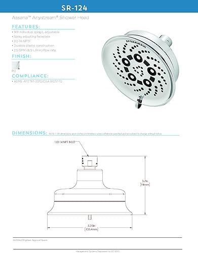 Miniatura 8 de Speakman SR-124 Assana Anystream - Cabezal de ducha multifunción, cromo pulido